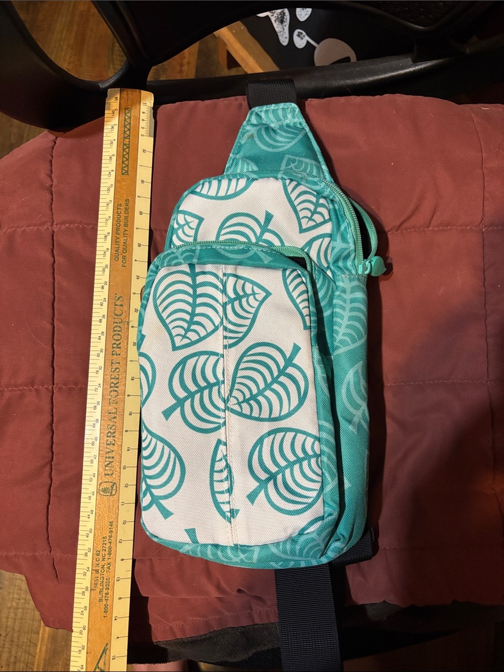 Teal Leaf Print Sling Bag